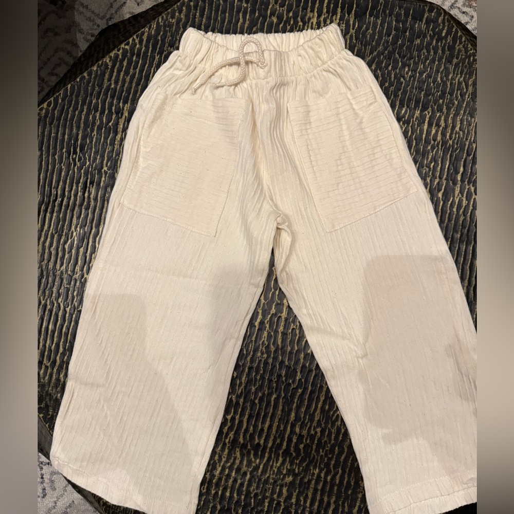 Zara Off-White Textured Pants